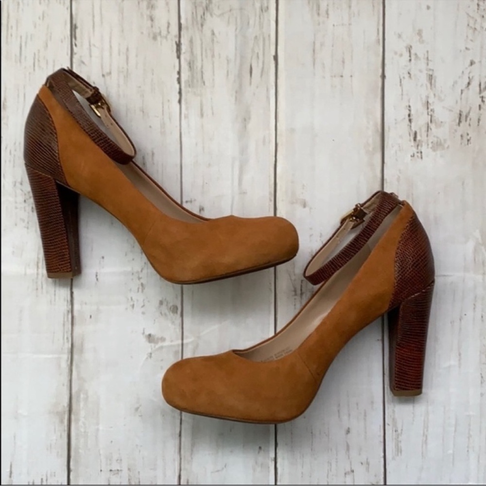 Franco Sarto Denise Suede Pumps Block Heel Hidden Platform - Picture 2 of 8